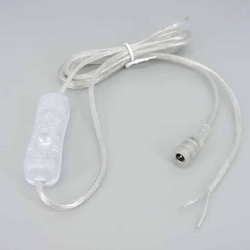 DC 5V 12V Cable Female Power supply Cord 2M 22awg Extension 2pin Wire with 304 switch button
