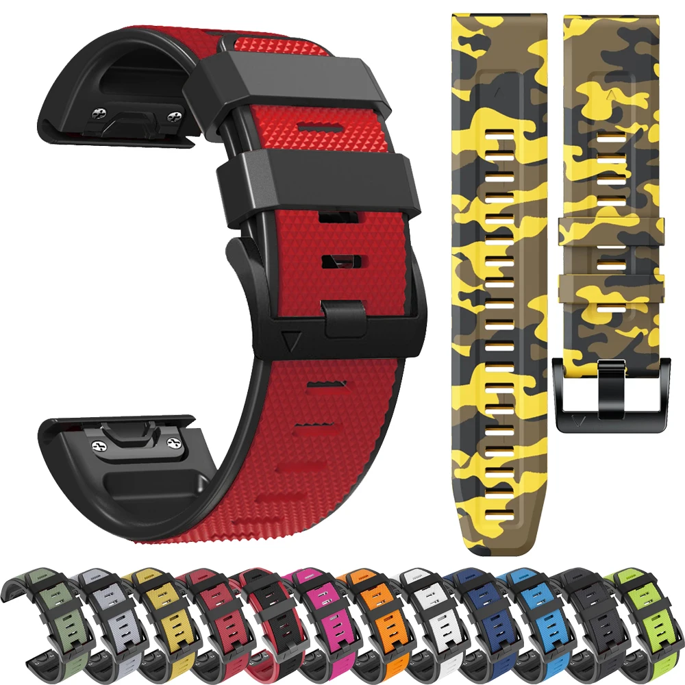 Pulseira de silicone de 26mm 22mm para garmin fenix 8 e 7 7x 6 6x pro 5x 5 plus, enduro 3 epix pro gen 2 d2 charlie 955 mk2i