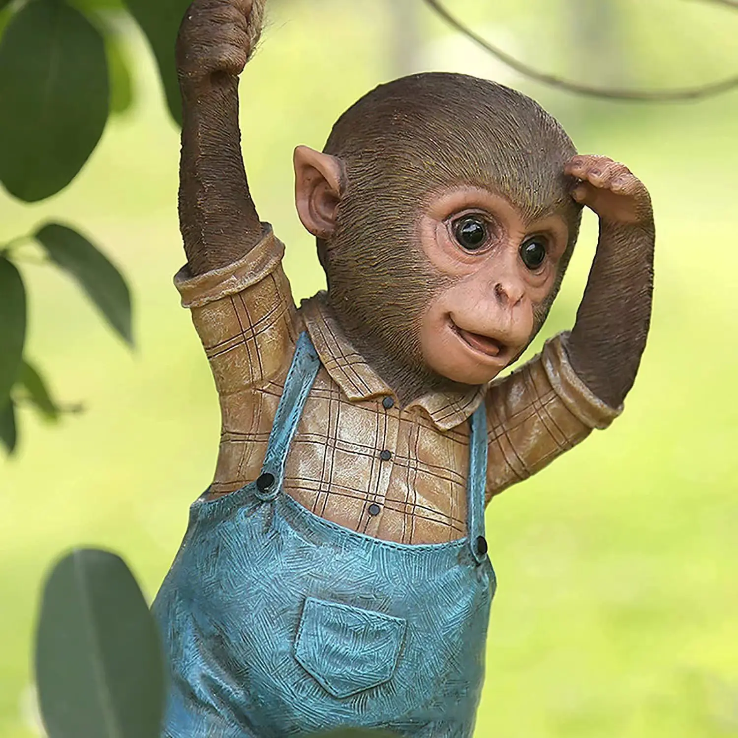 Outdoor Garden Decoration Monkey Tree Rope Hanging Statue Creative Simulation Animal Sculpture Resin Little Monkey Pastoral Deco