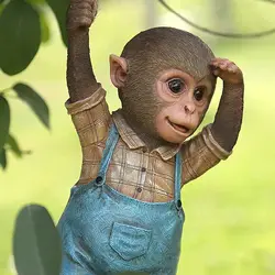 Outdoor Garden Decoration Monkey Tree Rope Hanging Statue Creative Simulation Animal Sculpture Resin Little Monkey Pastoral Deco
