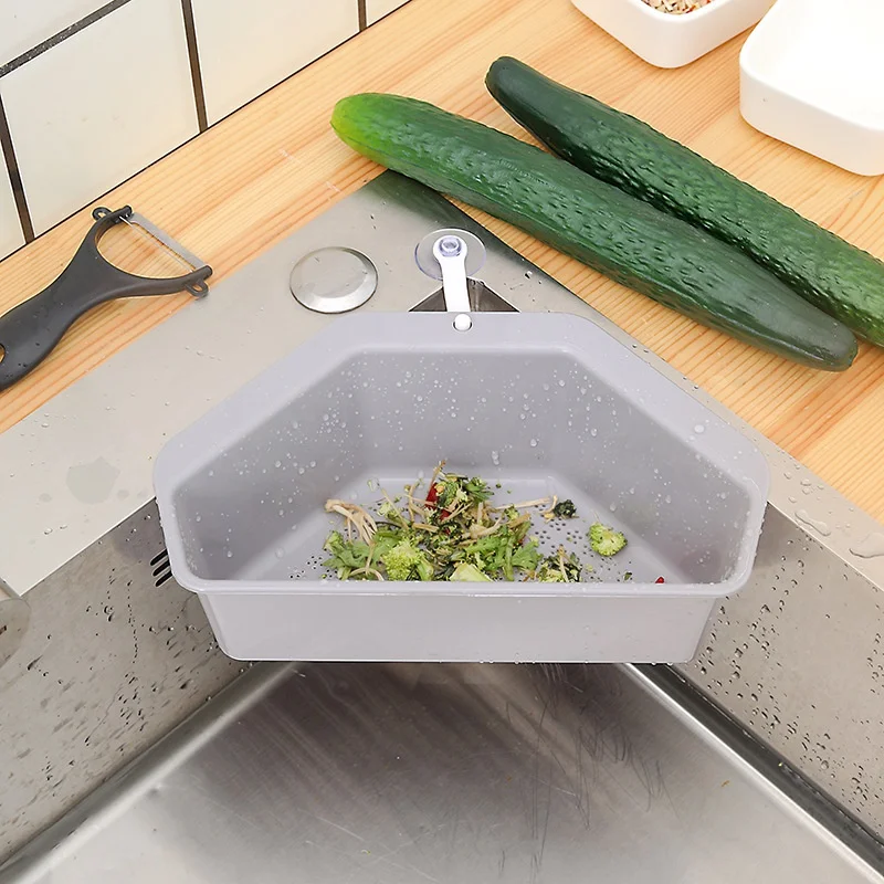 

Drain Rack Kitchen Triangular Sink Organizer Multifunctional Vegetable Fruite Sink Strainer Storage Filter Basket