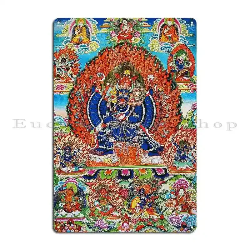 Vajrabhairava Tantric Buddhist Deity 3 Metal Sign Wall Cave Iron Club Wall Cave Personalized Tin Sign Poster