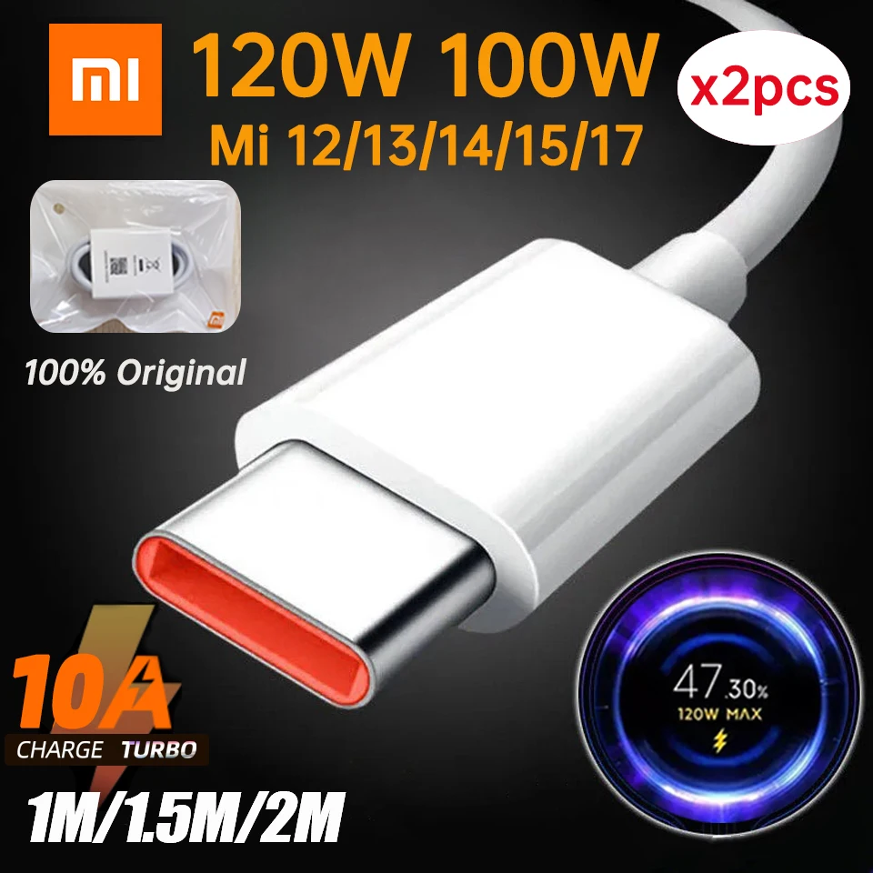 Cable USB Tipo C Original XIAOMI, Cargador Turbo Rápido de 120W 100W 90W 67W 45W para Mi 17 15 14 13 12 T Pro Ultra Poco F8 X8 X7 Redmi Note