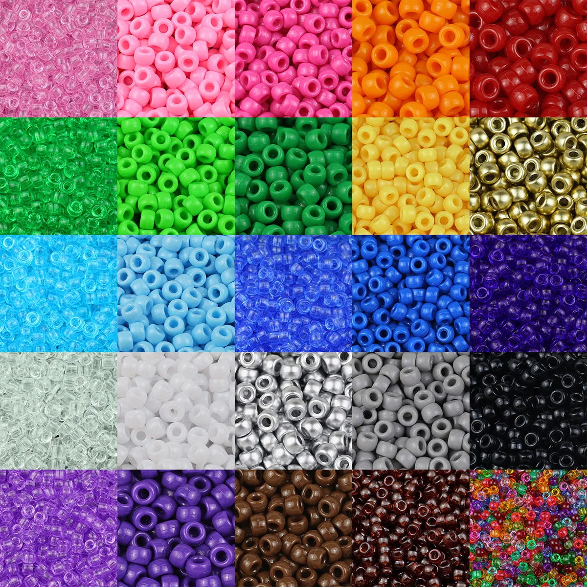 Big Hole Colorful Pony Beaded 100pcs 6x9mm Acrylic DIY Bracelet Necklace Making Handmade Crafts Loose Beads For Jewelry Findings - view 3