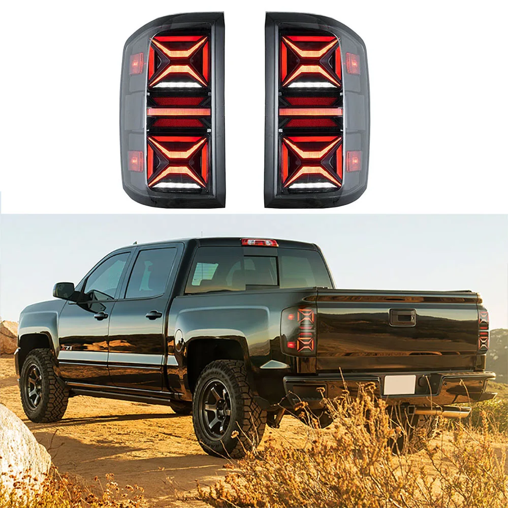 

1 Pair Taillight Car LED Tail Light For Silverado 1500 2014-2018 Rear Driving Lamp + Brake Light + Reverse Light + Turn Signal