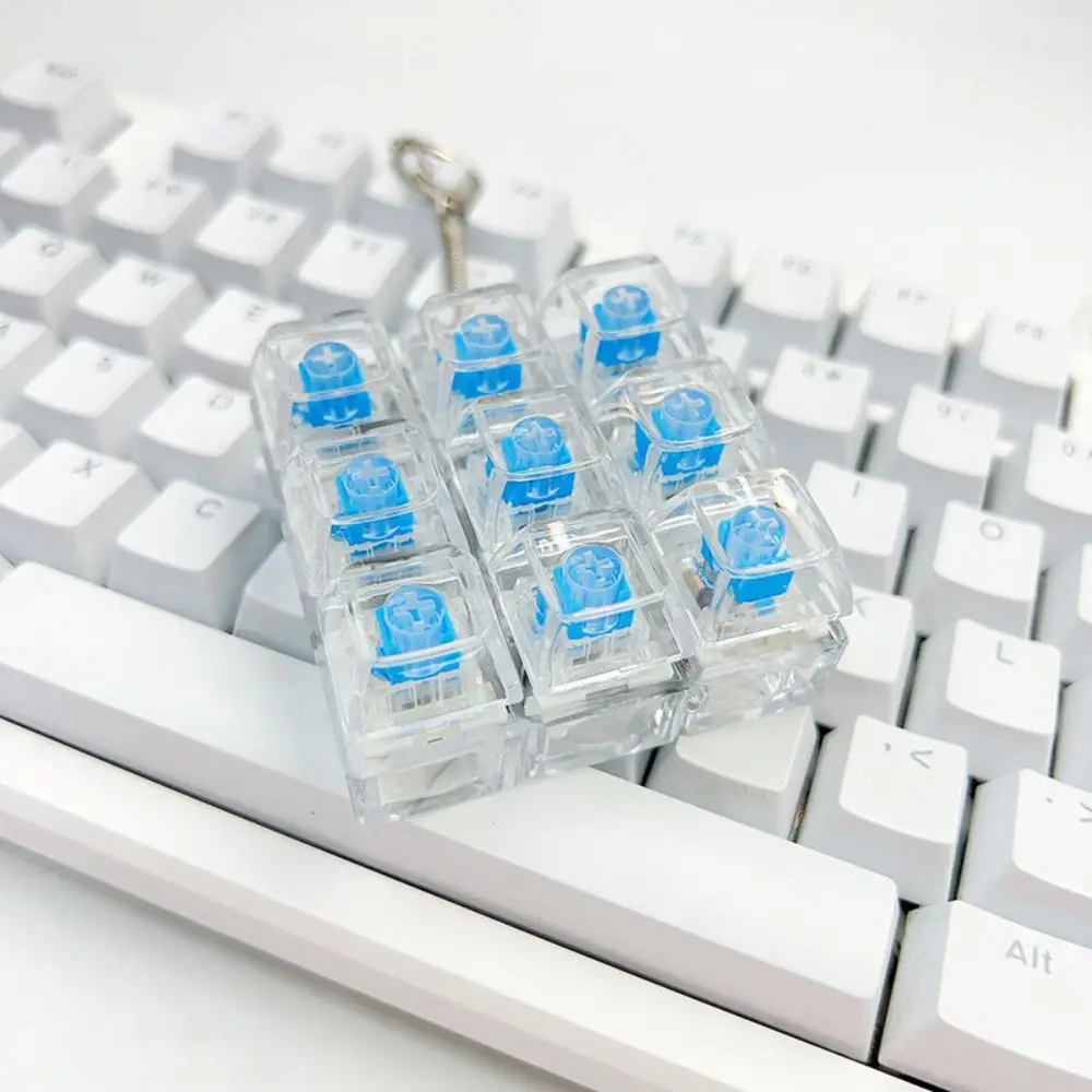 Sturdy Plastic Material Fingertip Button Keychain Delicate Glowing Effects Bright RGB Ambient Lights Mechanical Switch Keychain