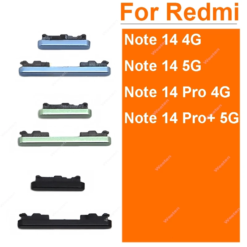 

Боковые клавиши переключателя питания для Xiaomi Redmi Note 14 14 Pro Plus 4G 5G, боковая кнопка громкости вверх/вниз, запасные части для ремонта