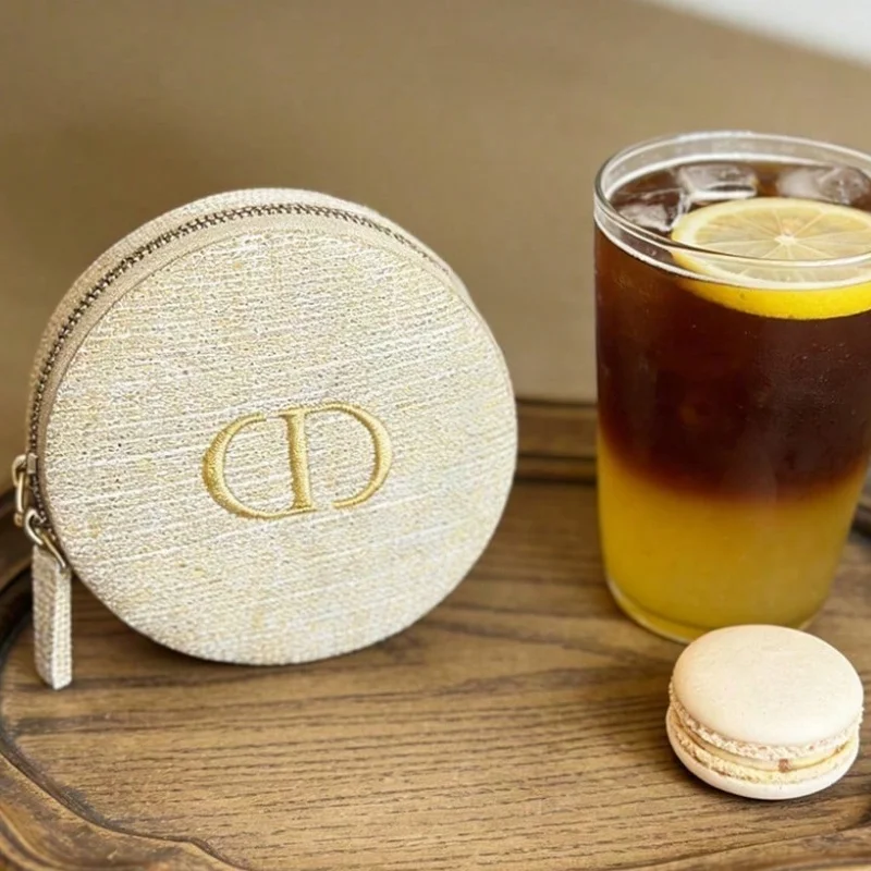 Dior’s Bag Golden Round Jewelry Box With Drawstring Bag Mini Storage Pouch For Lipsticks Coins Daily Commute Travel Essential view 2