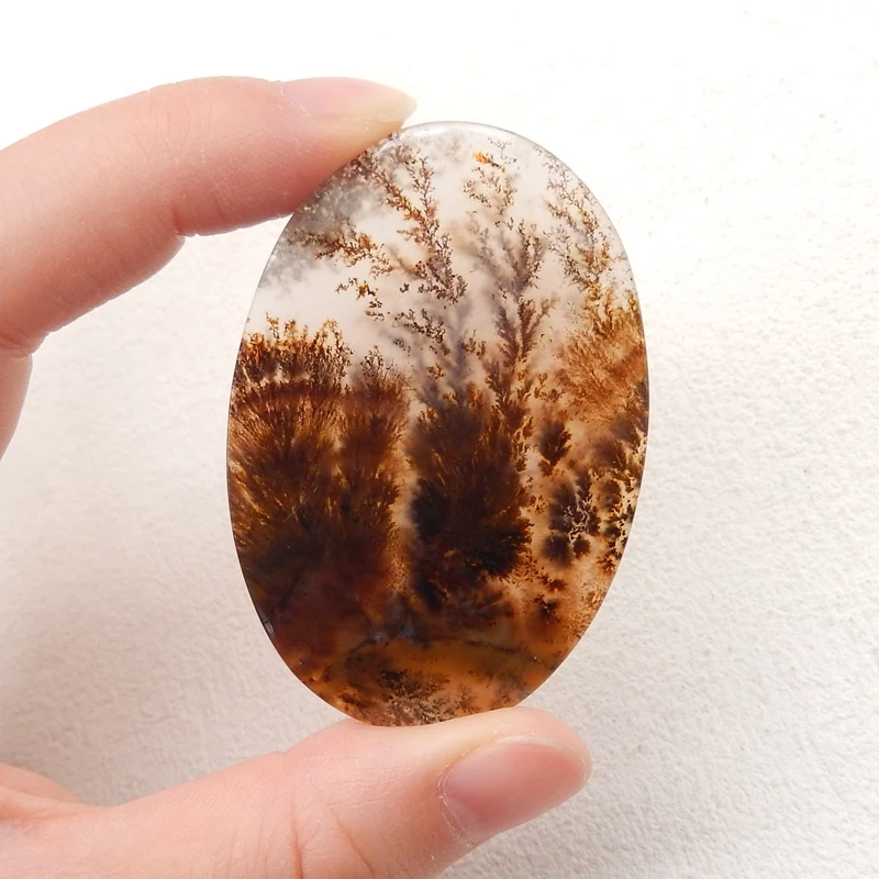 Natural Gemstone Dendritic Agate Oval Cabochon,DIY Jewelry Making Pendant Accessories Free Drilling 57x39x5mm 17g