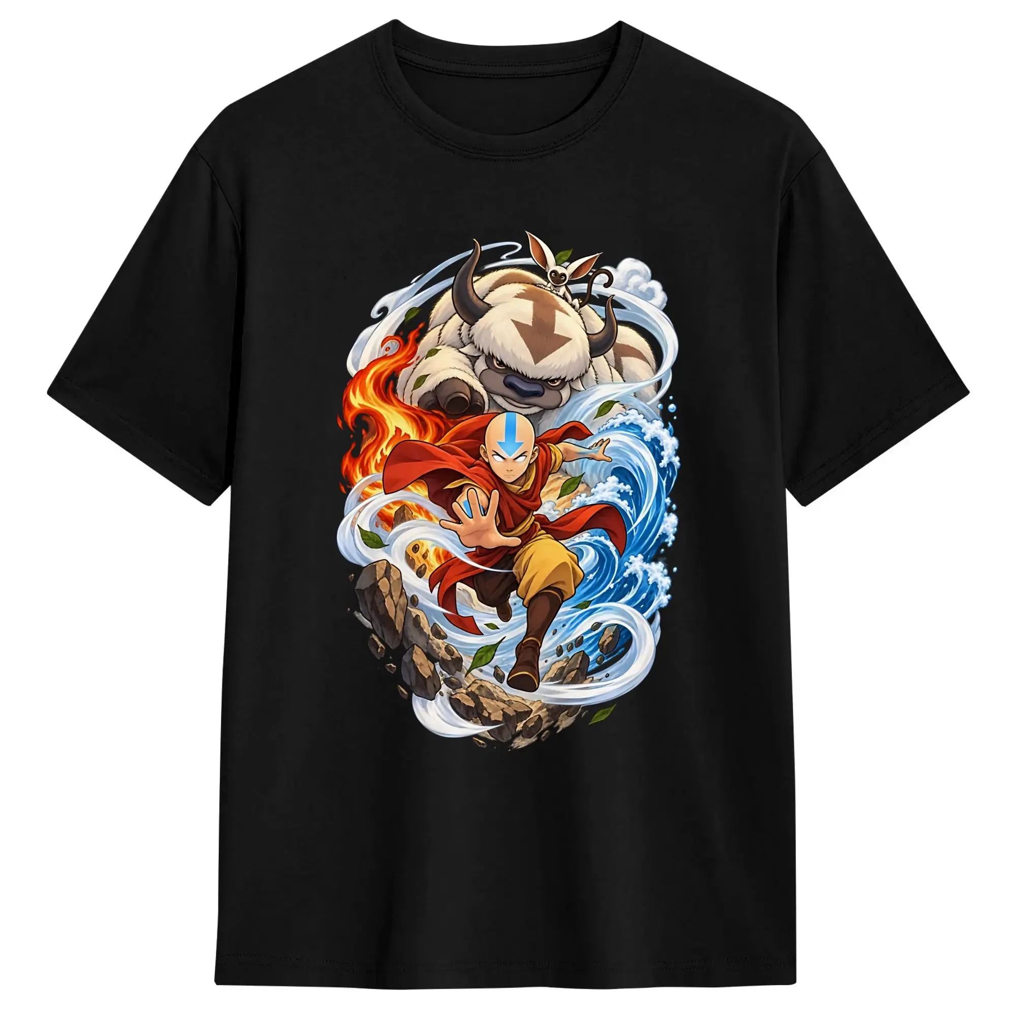 Streetwear T-Shirt Avatars Airbender  Appa Aang Cotton T-Shirts Novelty Tshirt for Men's Summer Y2K Design Short Sleeve Clothing