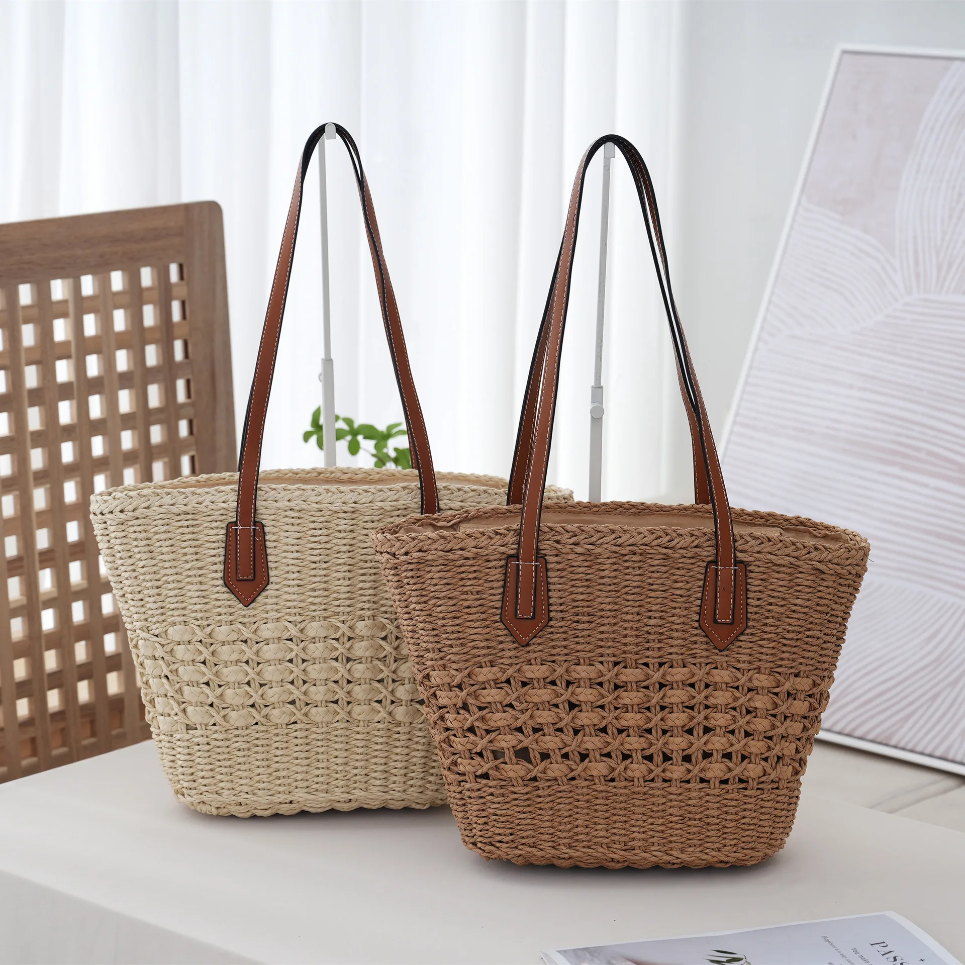 

Women's Straw Hobo Bag Woven Shoulder Bag Large Shopping Tote Purse Summer Beach Handbag Handmade Top Handle Satchel Travel