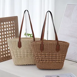 New Fashion Women's Straw Woven Tote Hobo Bag Large Capacity Shoulder Bag Summer Beach Handbag Handmade Top Handle Satchel