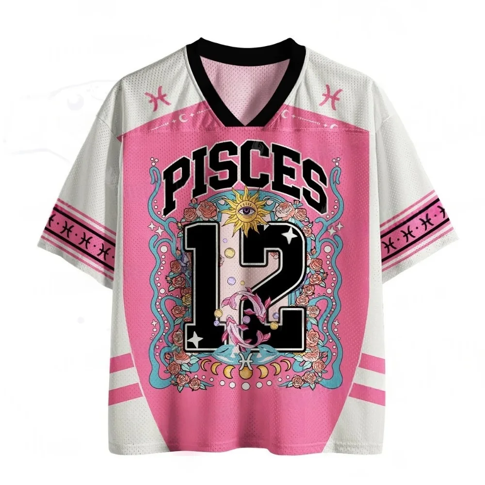 Summer V-neck 12 Constellation Tarot Card 3D Printed T-shirt Sports Quick drying Men and Women Outdoor Street Leisure Fashion