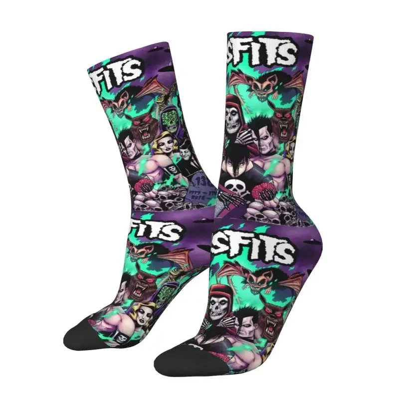 

Cool Men's Ghost Misfits Skull Crazy Socks Unisex Comfortable Breathable Hip Hop Non-Slip Funny Horror Crew Socks