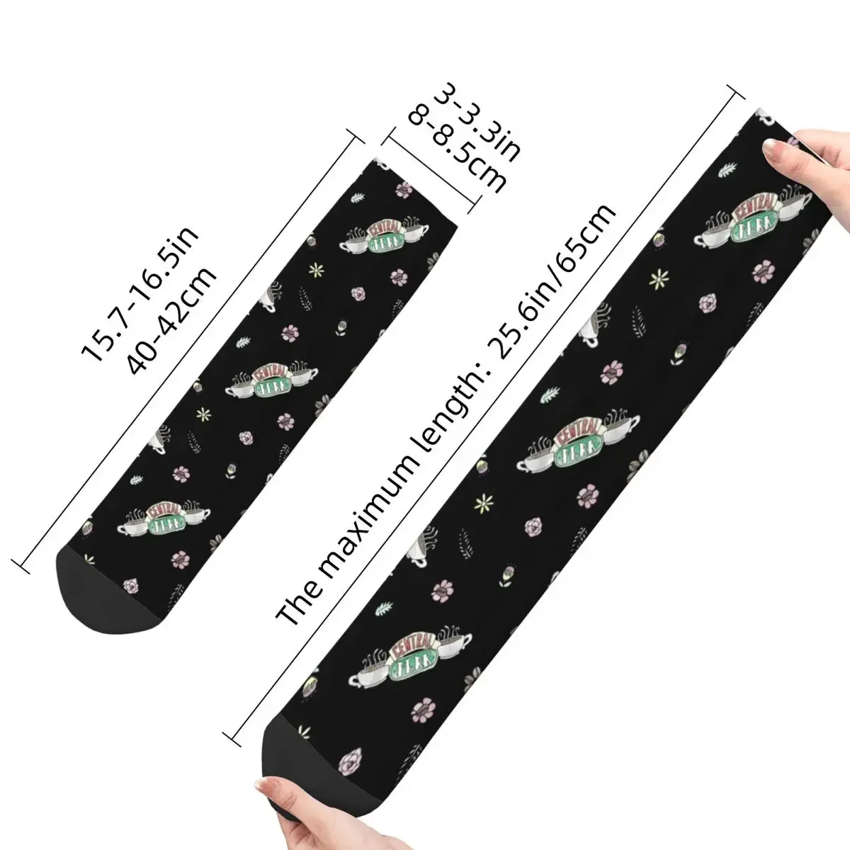 Calcetines de baloncesto divertidos FRIENDS para hombres y mujeres, calcetines de tubo medio, absorbentes de sudor, Calcetines Locos, Central Perk Coffee, acuarela, programa de TV