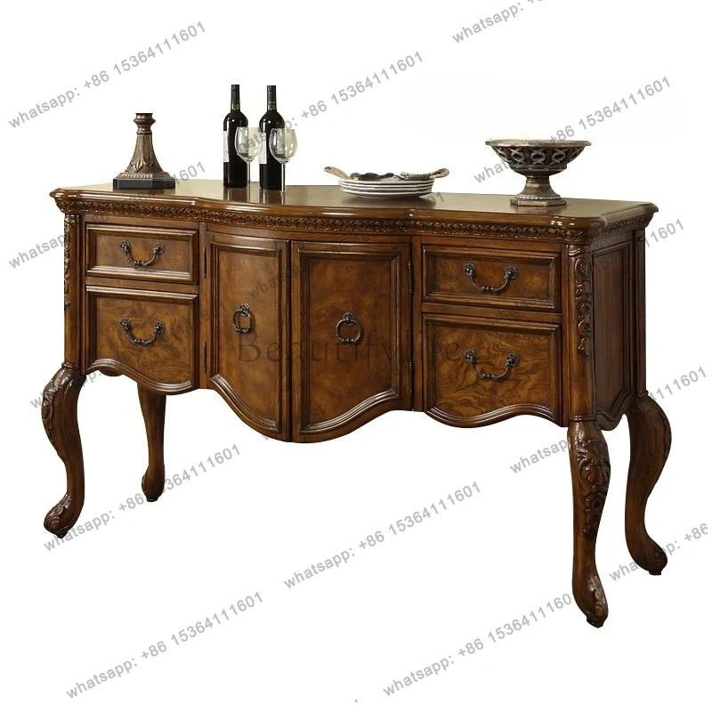 

European solid wood entrance table American side cabinet living room foyer decoration designer style high sense