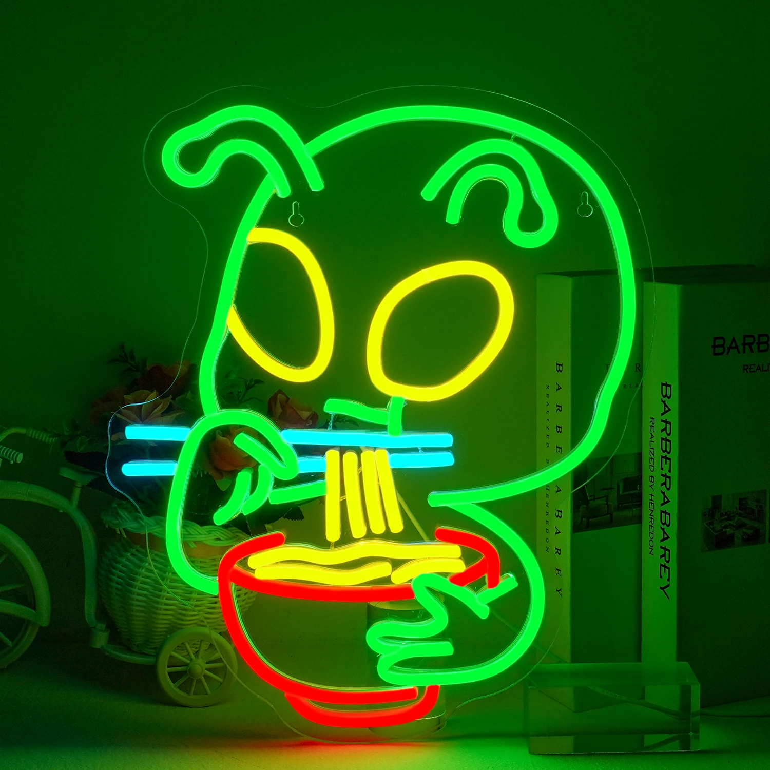 

Ramen Alien Neon Sign Cute Led Lights Green Room Decoration For Restaurant Dinning Room Party Bar Noodle Shop Wall Decor Signs