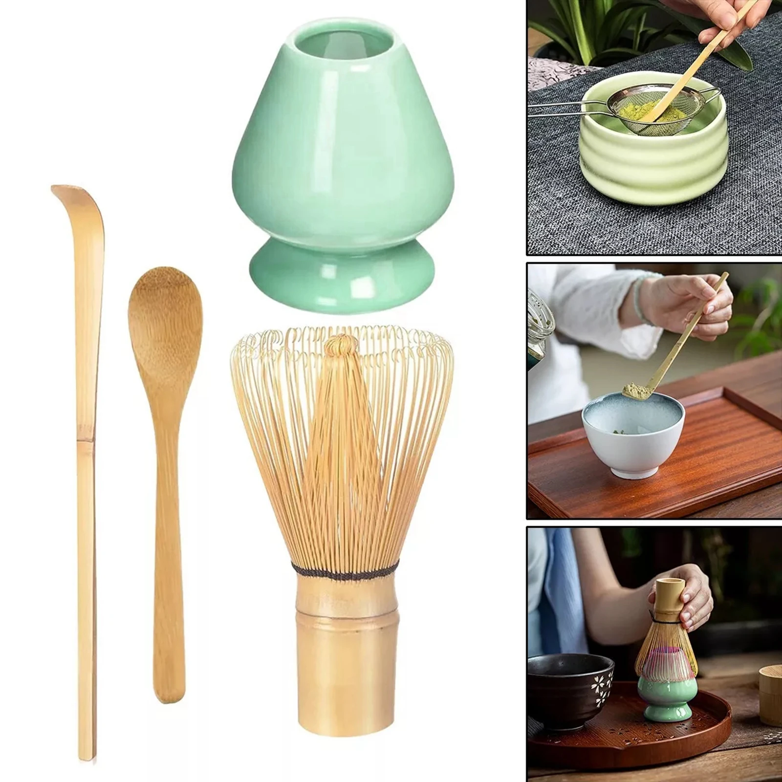 

4pcs Bamboo Matcha Whisk Set Chasen Chashaku Matcha Whisk for Japanese Tea Ceremony