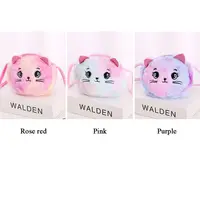 Rainbow Color Cat Messenger Shoulder Bag Purse for Kids Mini Lovely Pockets Plush Stuffed Dolls Soft Handbags Gift for Girls 5