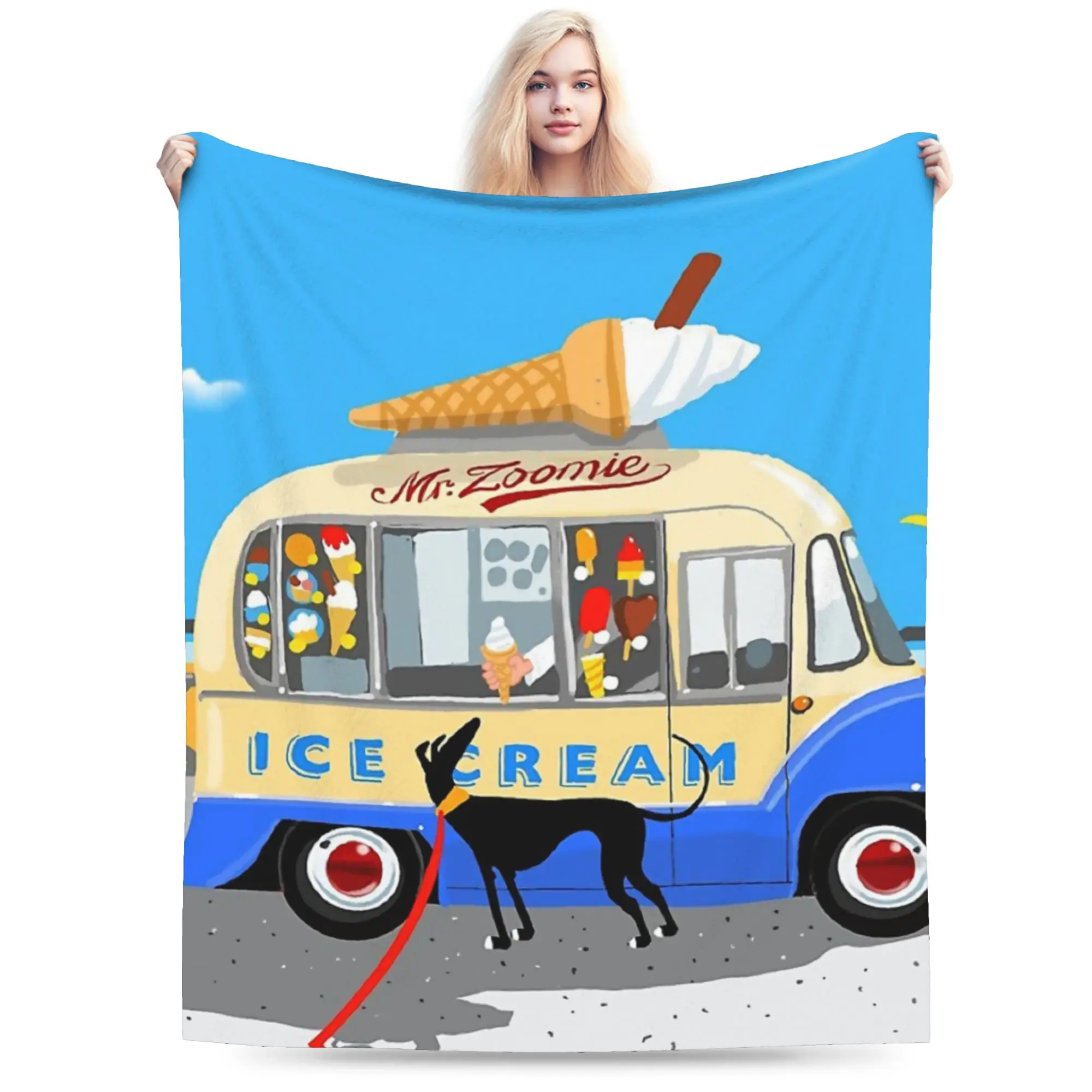Mr. Zoomie Blanket Flannel Greyhound Whippet Sighthound Dog Super Soft Throw Blanket for Airplane Travel Bedspread