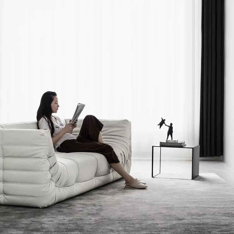 ATUNUS Designer unique vetsak leather black sofas nordic popular art show room library couch Living  furniture set