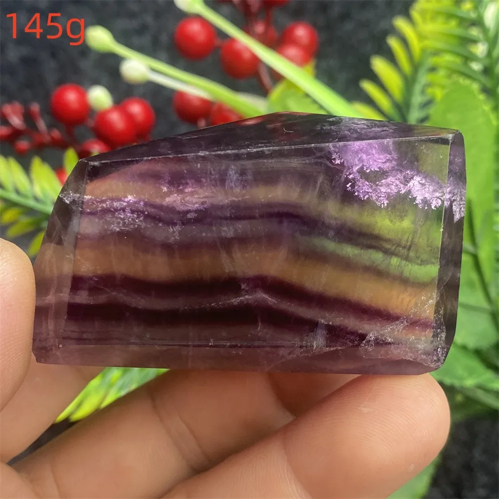 Natural Green Multicolor Fluorite Quartz Purple Crystal Polyhedron Mineral Energy Reiki Healing Feng