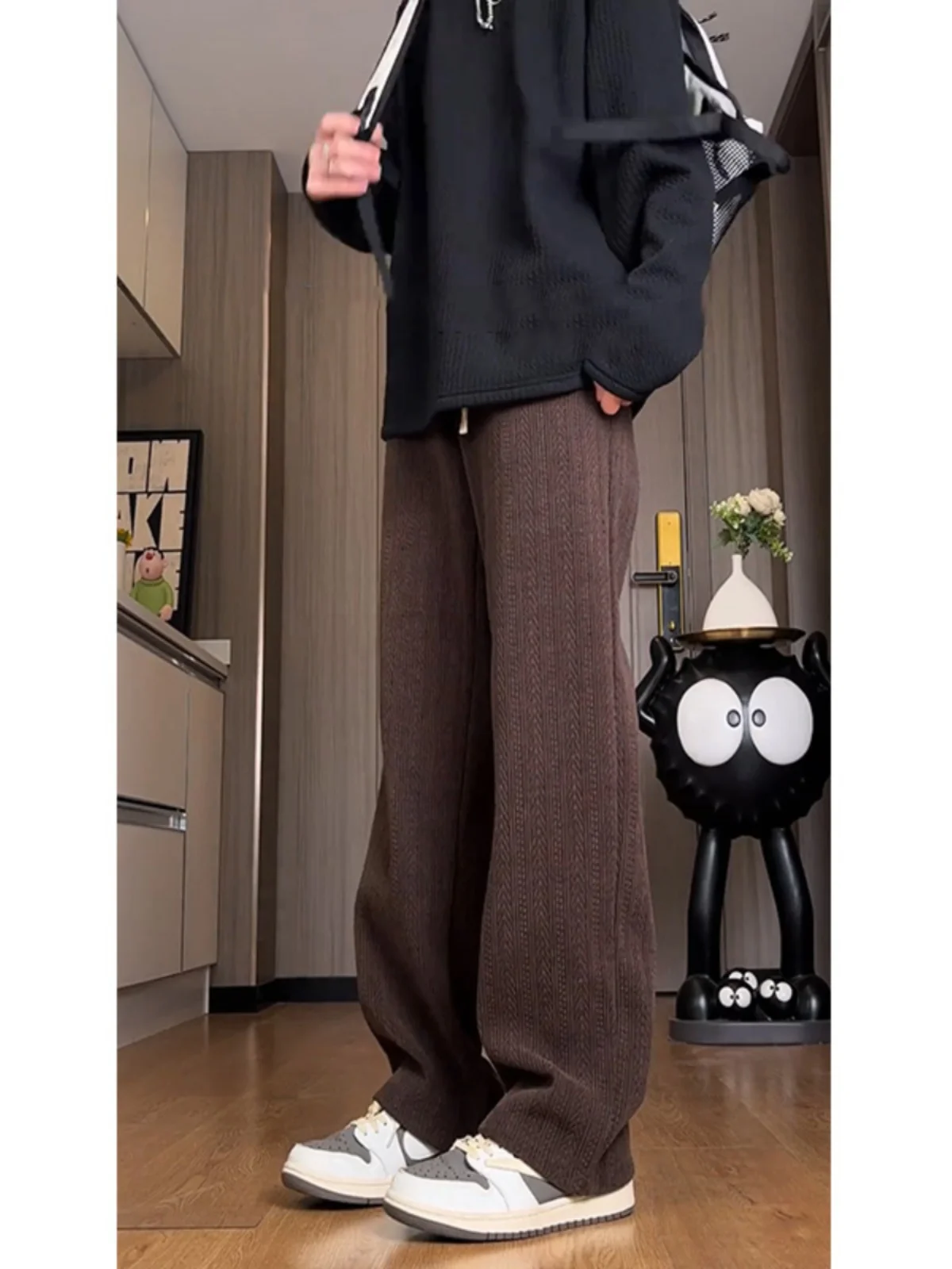 

Men's Fce Lined Cargo Pants Autumn Winter American Sle Heavyweight Casual Sports Straight Leg Sweatpants