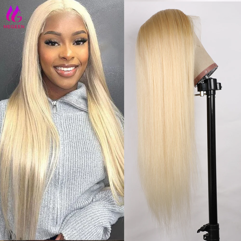 شعر مستعار Megeen-HD من الدانتيل الأمامي الشفاف ، شعر عذراء ملتف مسبقًا ، شعر بشري شفاف ، يمكن صبغه أشقر ، 13x4