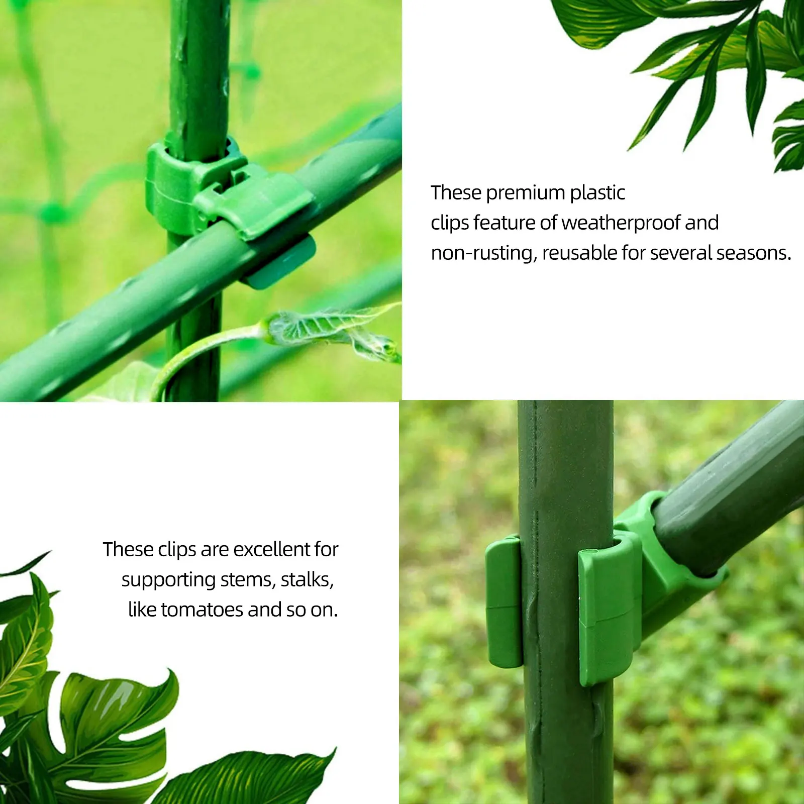 

10pcs Rotating Plant Clips Reusable Plastic Stem Supports Weatherproof Garden Supplies Flower Tree Clamps For Tomato Orchid