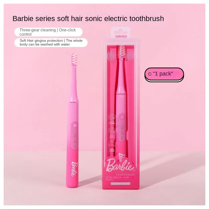 

Электрическая зубная щетка MINISO из серии «Барби» с мягким мехом, милая портативная полностью автоматическая перезаряжаемая зубная щетка для чистки зубов
