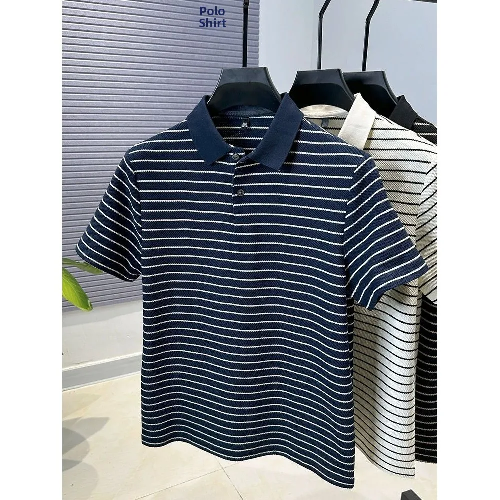 

Высококачественная полосатая футболка ort Sve irt Men Summer Slim Fit Nine Points Sve Henry с воротником, молодежная тенденция