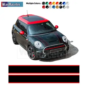 適用於MINI Cooper R55 R56 R57 R58 R59 R60 R50 R52 R53 F54 F55 F56 F60的汽車引擎蓋貼紙,拉力賽風格引擎蓋條紋貼紙 10 最佳銷售 汽車貼紙 - №7
