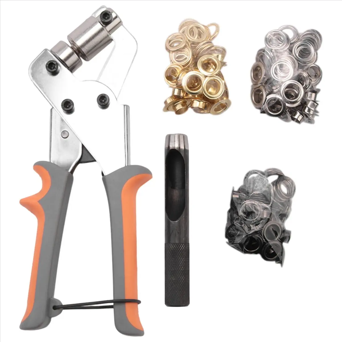 A50U Grommet Tool Kit with 10mm Eyelets Manual Machine Press Handheld Plier Metal Grommet for Leather Belt Clothes Craft Flag