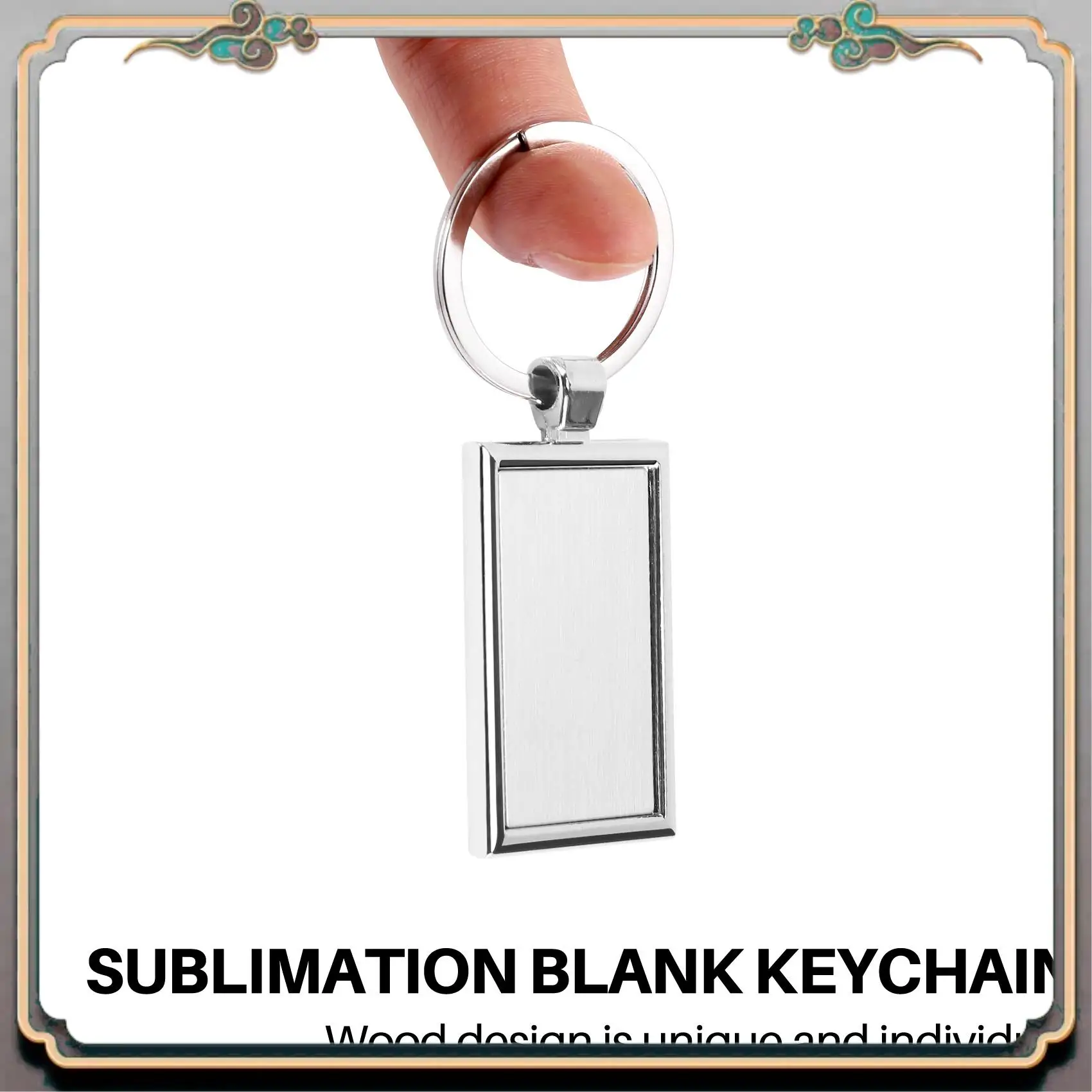 12 Pieces Sublimation Blank Keychain Rectangle Metal Heat Transfer Keychain Blank Key Rings For DIY Crafts Supplies Top-Rated