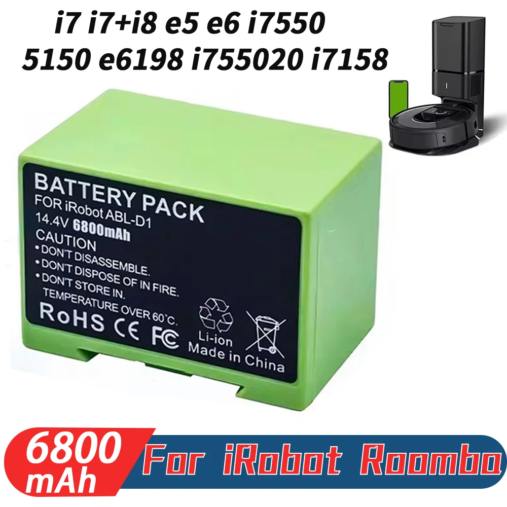 

Оригинальная Аккумуляторная батарея для iRobot Roomba i7 + i8 e5 e6 7550 5150 e515020 e57150 e5152 e5154 e5158 i3 i4 6800 мАч