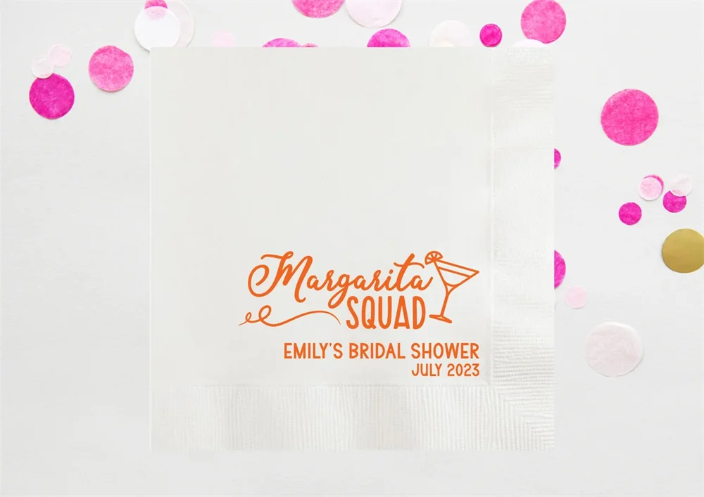 50PCS Margarita Squad Bachelorette Party Napkins, Custom Bridal Shower, Personalized Fiesta Bride Shower Brunch, Fiesta Bach Bas