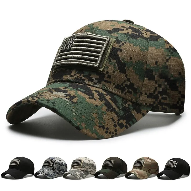 Spring And Summer New Flag Camouflage Sticker Embroidery Baseball Cap Mesh Breathable Cap Men\'s Outdoor Sports Sunshade Sun Hat