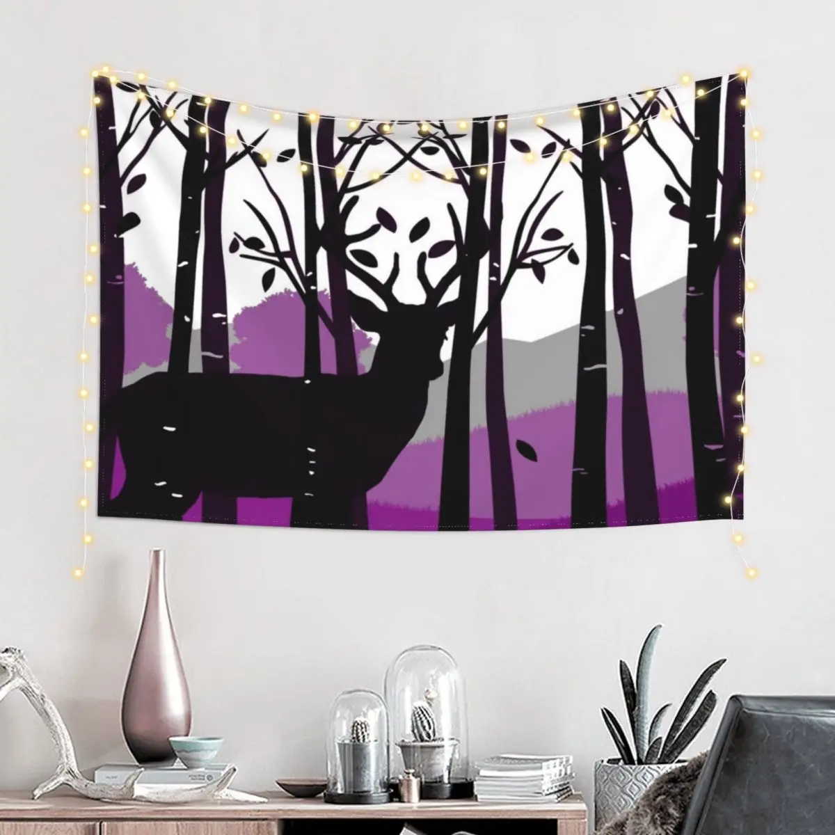 Ace Pride Deer and Woods Silhouette Tapestry Decoration Aesthetic Decorations For Room Tapestry