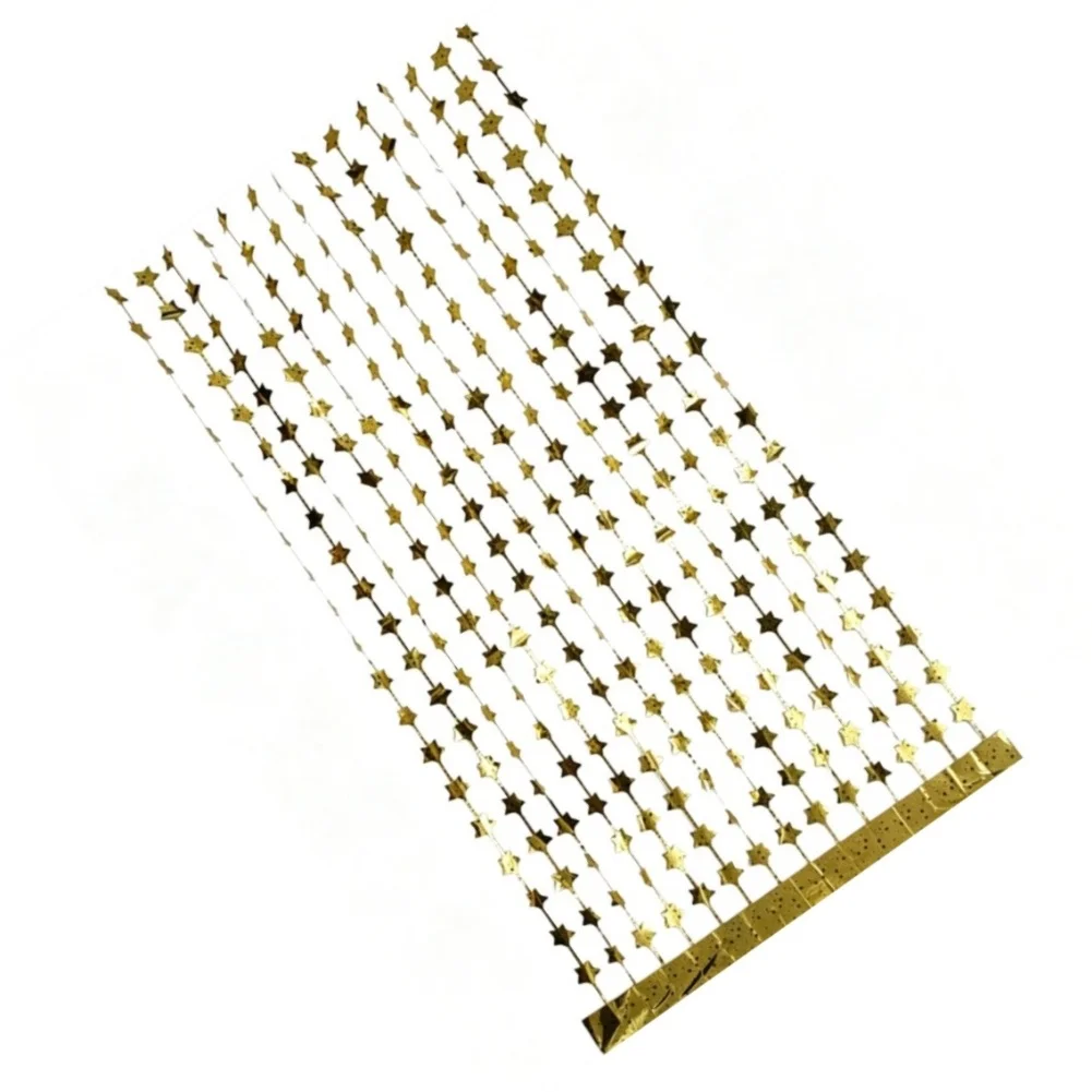 Starry Fringe Curtain Yellow 2m for Parties Decorative Backdrop Photo Prop for Birthday Wedding Holiday Decoration