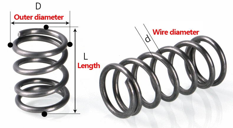 Lot De 5 Ressorts De Compression En Acier Inoxydable 304 - Fil 1,8 Mm, Diamètre Extérieur 25 Mm, Longueur 100 Mm - Argenté