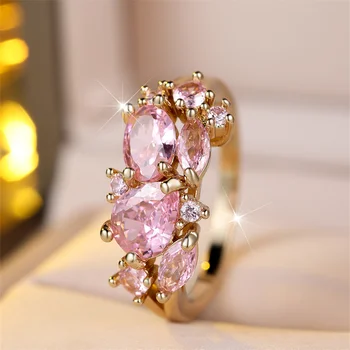 Pink Zircon Water Drop Stone Ring