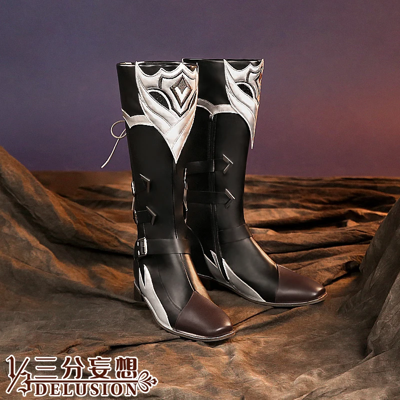 

Genshin Impact Diluc High Quality Shoes Dark Red New Skin Cosplay Leather Boots Universal Combat Unisex Hot Game Women Shoes