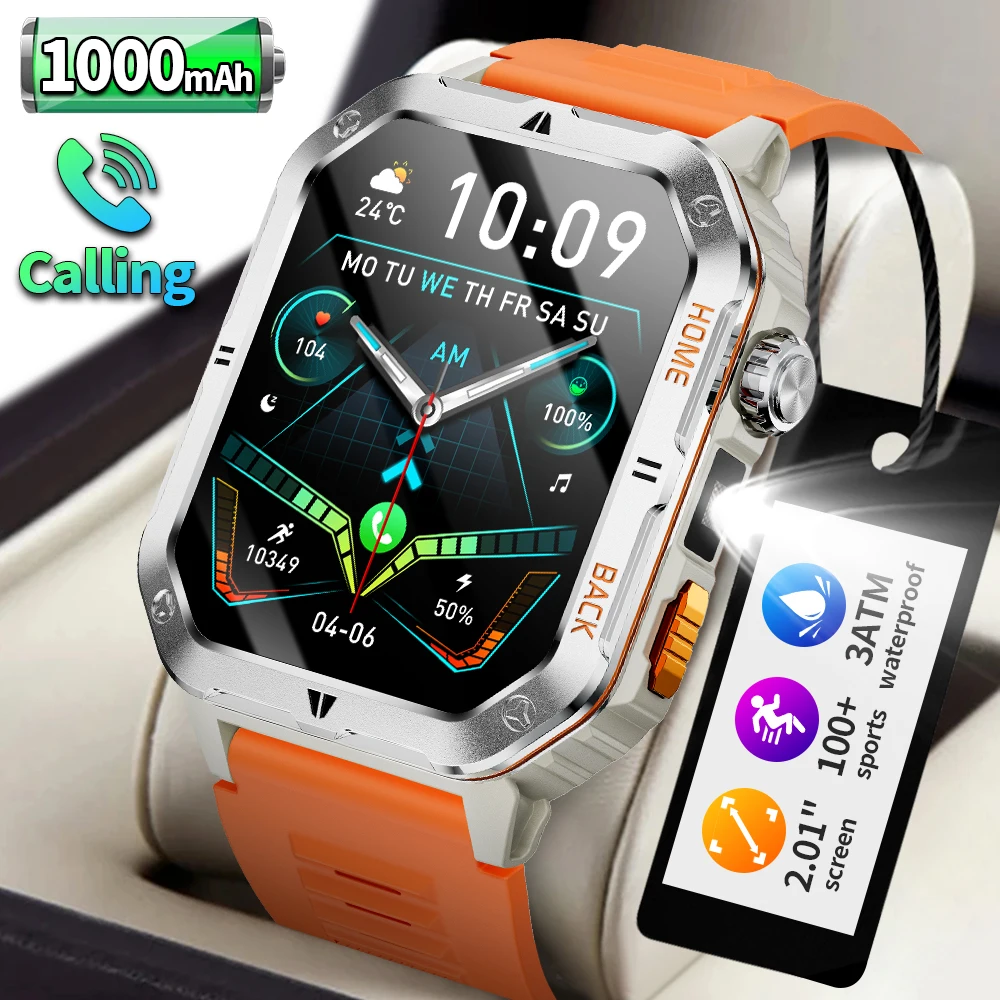 

LIGE Новые Смарт-часы со сверхбольшой батареей емкостью 1000 мАч, 2025 г., мужские 3 атм, водонепроницаемые, 2,01 дюйма, HD-дисплей, уличные GPS, спортивные, фитнес-умные часы