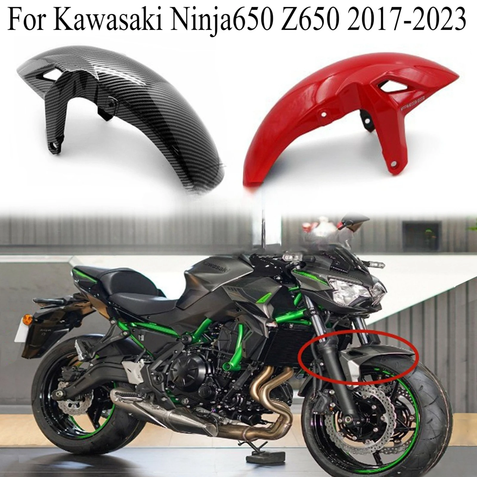 

For Kawasaki Ninja650 Z650 2017-2023 Motorcycle Splash Guard Front Wheel Hugger Fender Mudguard Mud Splash Mud Guard Cover