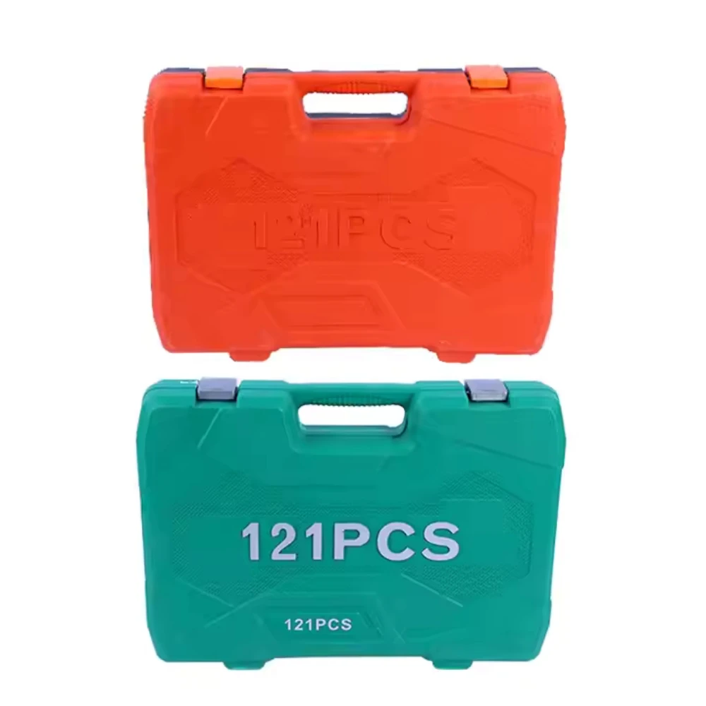 دروبشيبينغ 121 قطعة الشدات الصلب صندوق أدوات من البلاستيك الصلب العام المنزلية إصلاح السيارات مفتاح بانة أداة اليد