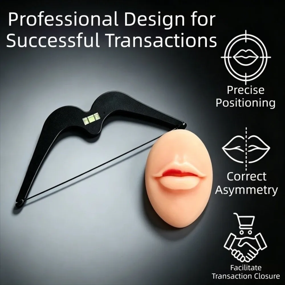 Professional Lip Tattoo Positioning Ruler Permanent Makeup Lip Mapping Level Symmetry Measuring Scale Marker Metal