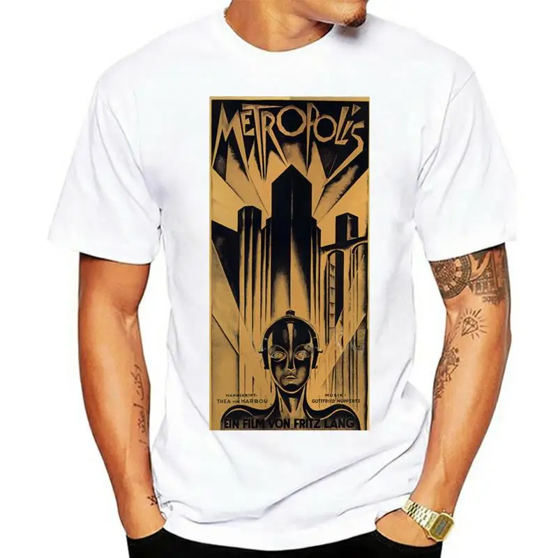 Metropolis Movie Poster Men Tshirt Harajuku Top T Shirts Fashion 2022 Tee Shirt Black And White