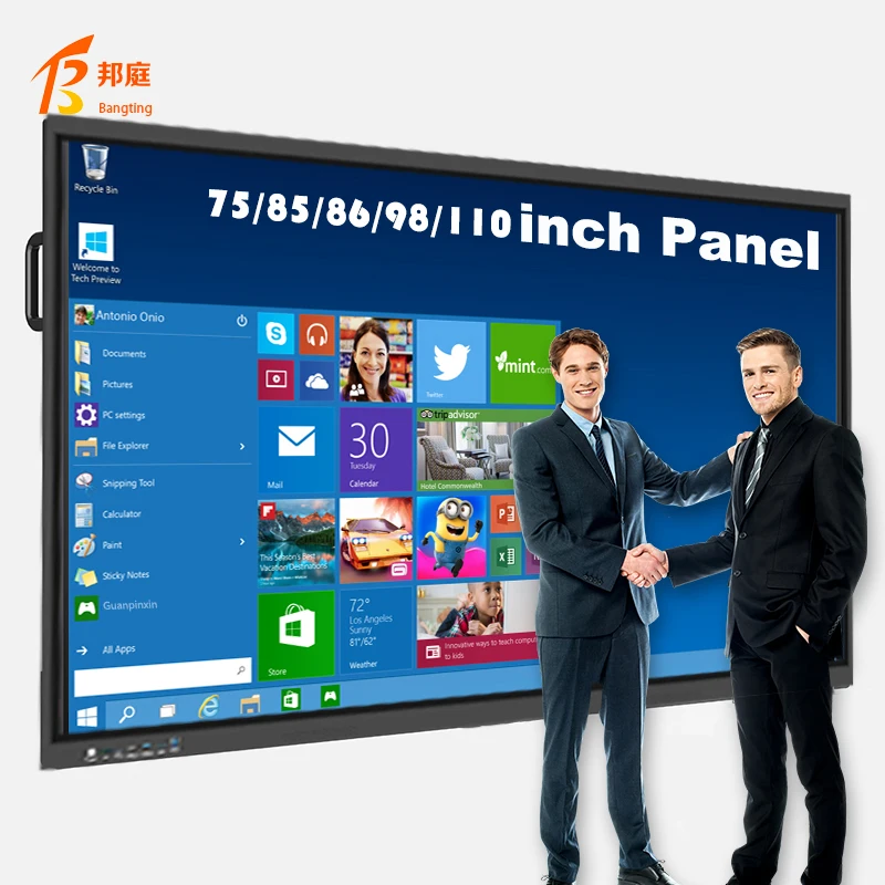 BANGTING GPX-75 75-Inch 4K UHD Smart All-in-One PC Interactive Whiteboard 20-Point Touch Dual System (Android/Windows) Metal