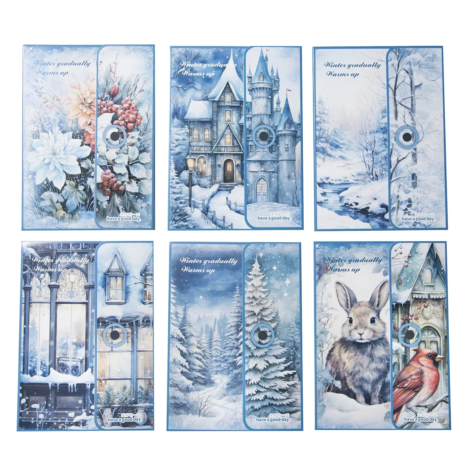 30 Pcs Snow Forest Theme Material Papers Decorative Diary Album Background Paper DIY Scrapbooking Handmade Aesthetic Stationery