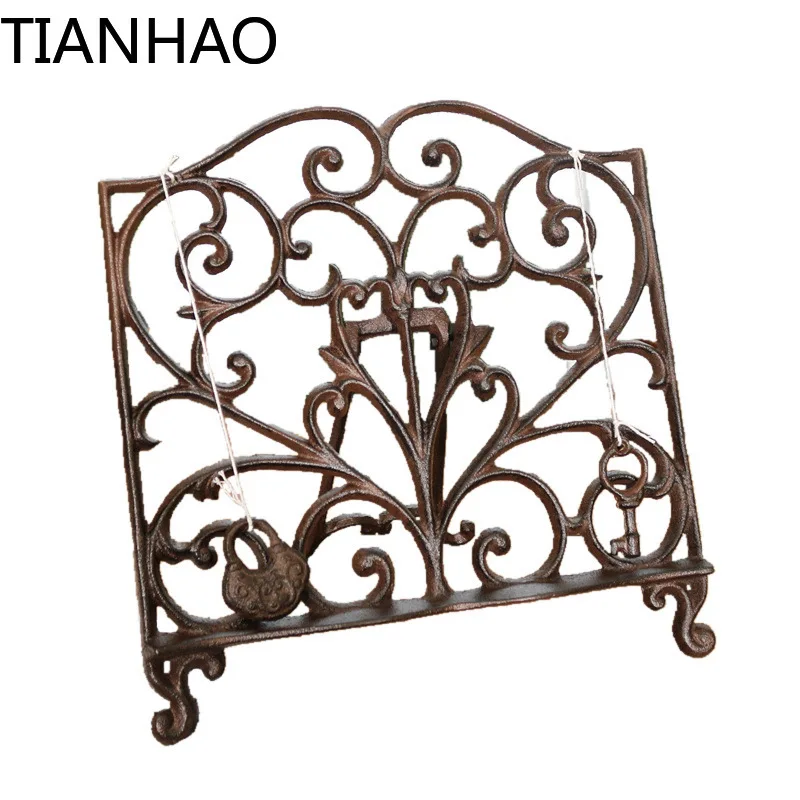 Rustic Vintage Shabby Retro Wrought Iron Metal Cookbook Holder Stand Display